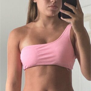 Off-the-Shoulder Baby Pink Bikini Set